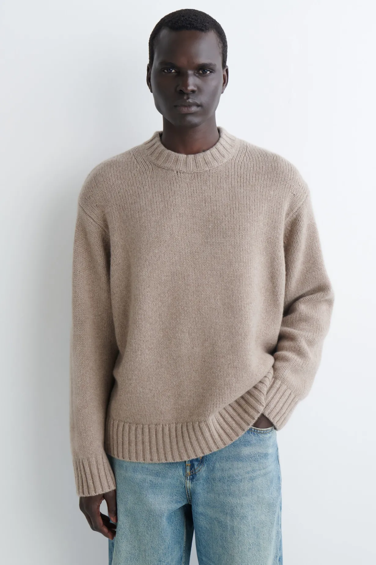 CHUNKY PURE CASHMERE CREW-NECK SWEATER