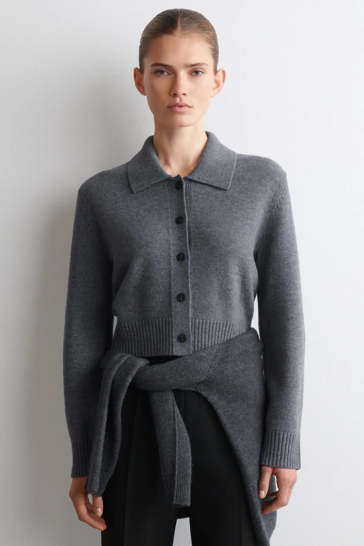 COLLARED MERINO WOOL CARDIGAN