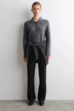 COLLARED MERINO WOOL CARDIGAN