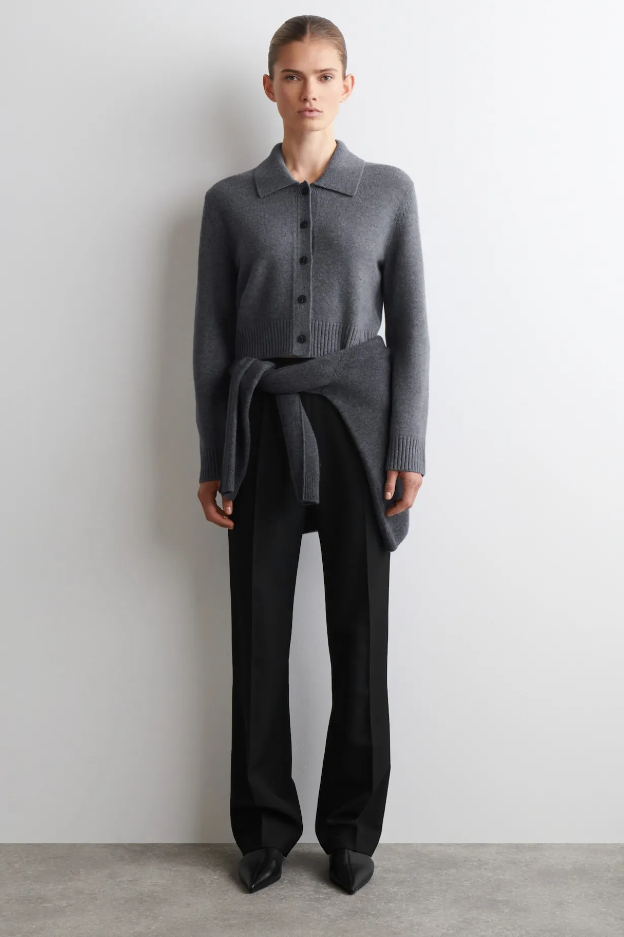COLLARED MERINO WOOL CARDIGAN