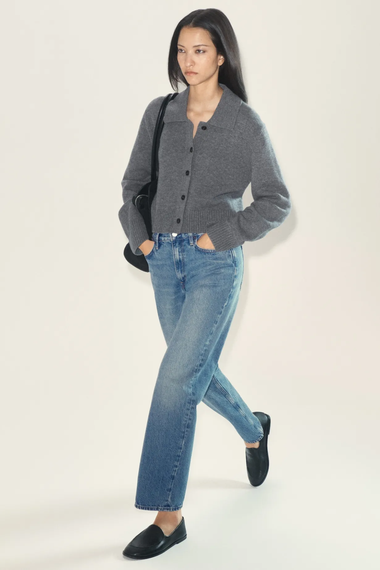 COLLARED MERINO WOOL CARDIGAN