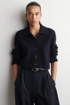 COLLARED MERINO WOOL CARDIGAN
