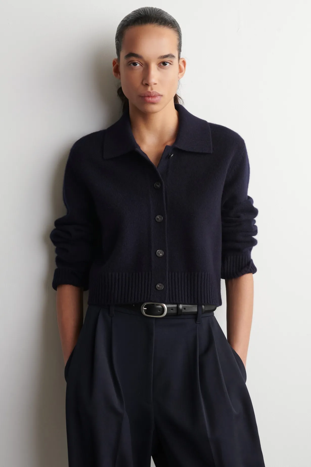 COLLARED MERINO WOOL CARDIGAN