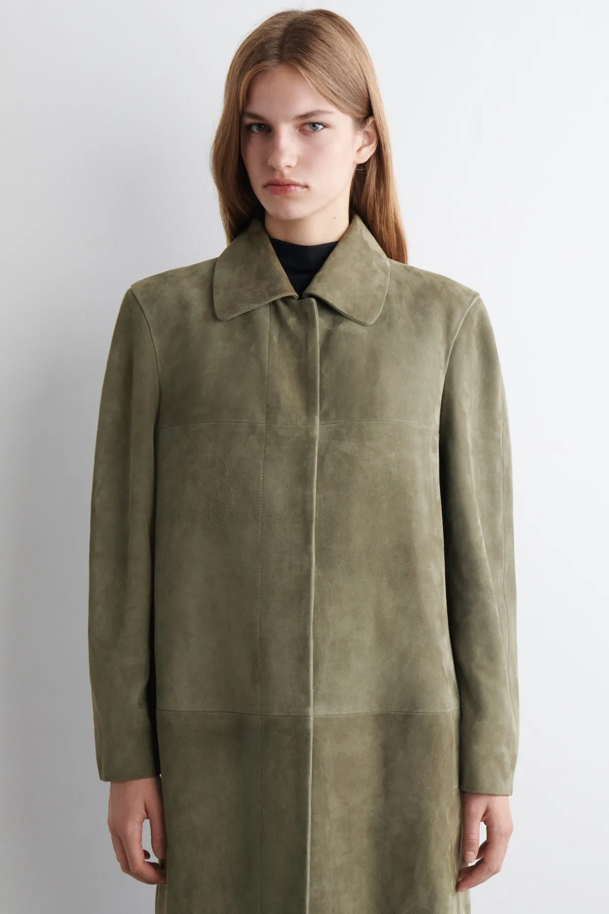COLLARED SUEDE LONG COAT