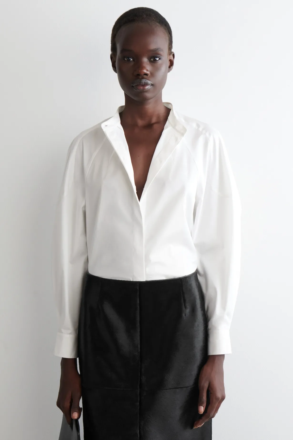 COLLARLESS COTTON SHIRT