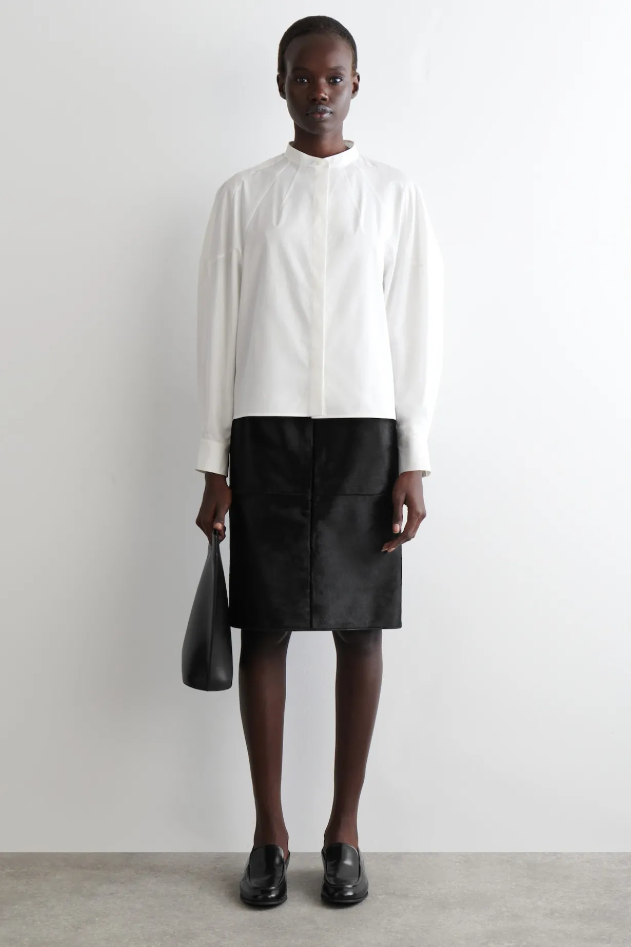 COLLARLESS COTTON SHIRT