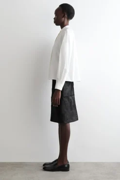 COLLARLESS COTTON SHIRT
