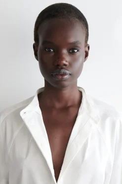 COLLARLESS COTTON SHIRT