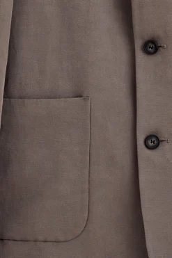 COLLARLESS LINEN-BLEND BLAZER