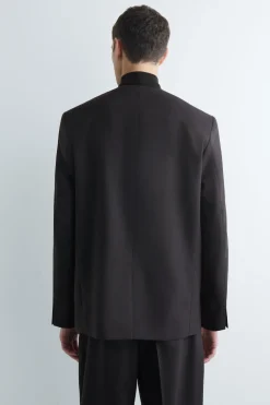 COLLARLESS WOOL BLAZER