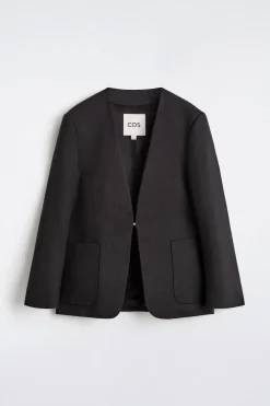 COLLARLESS WOOL BLAZER