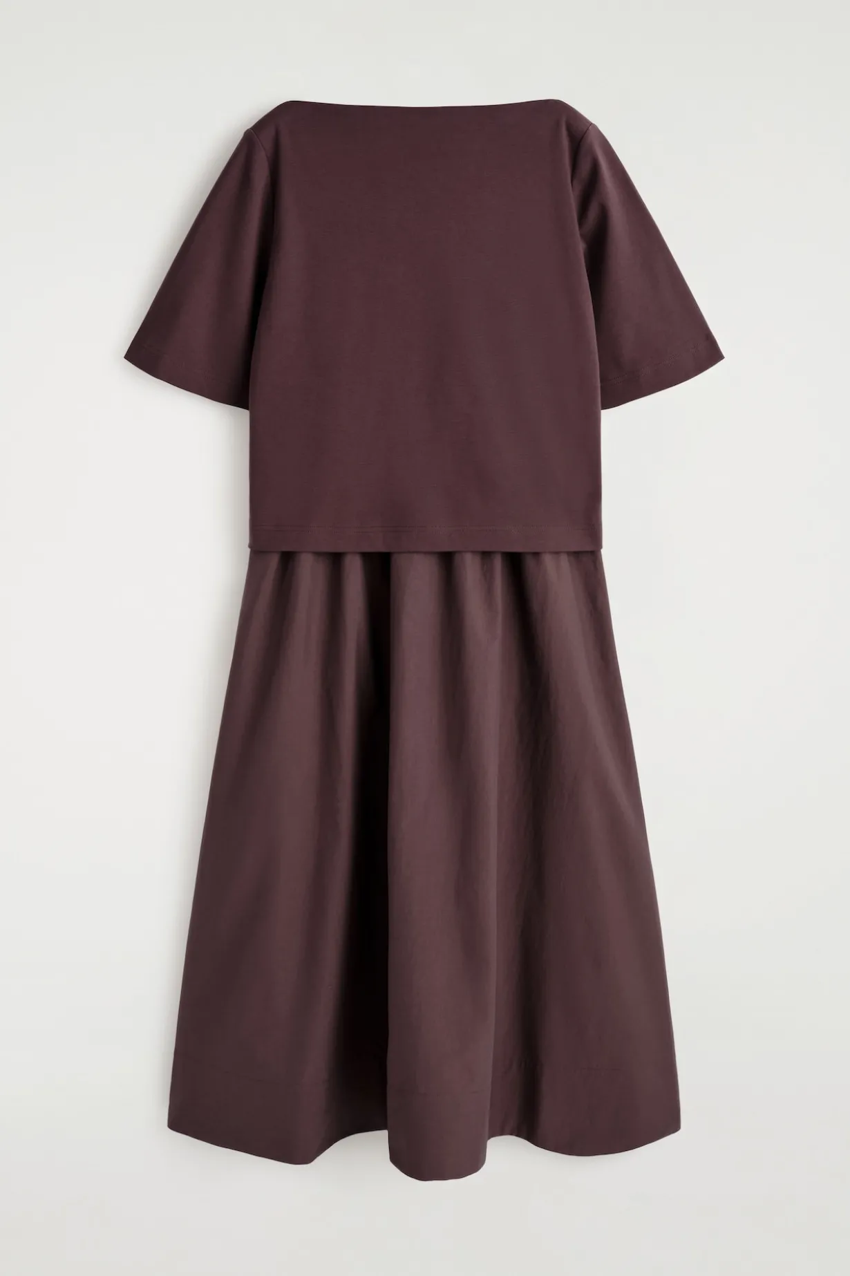 CONTRAST-PANEL BOAT-NECK MIDI DRESS