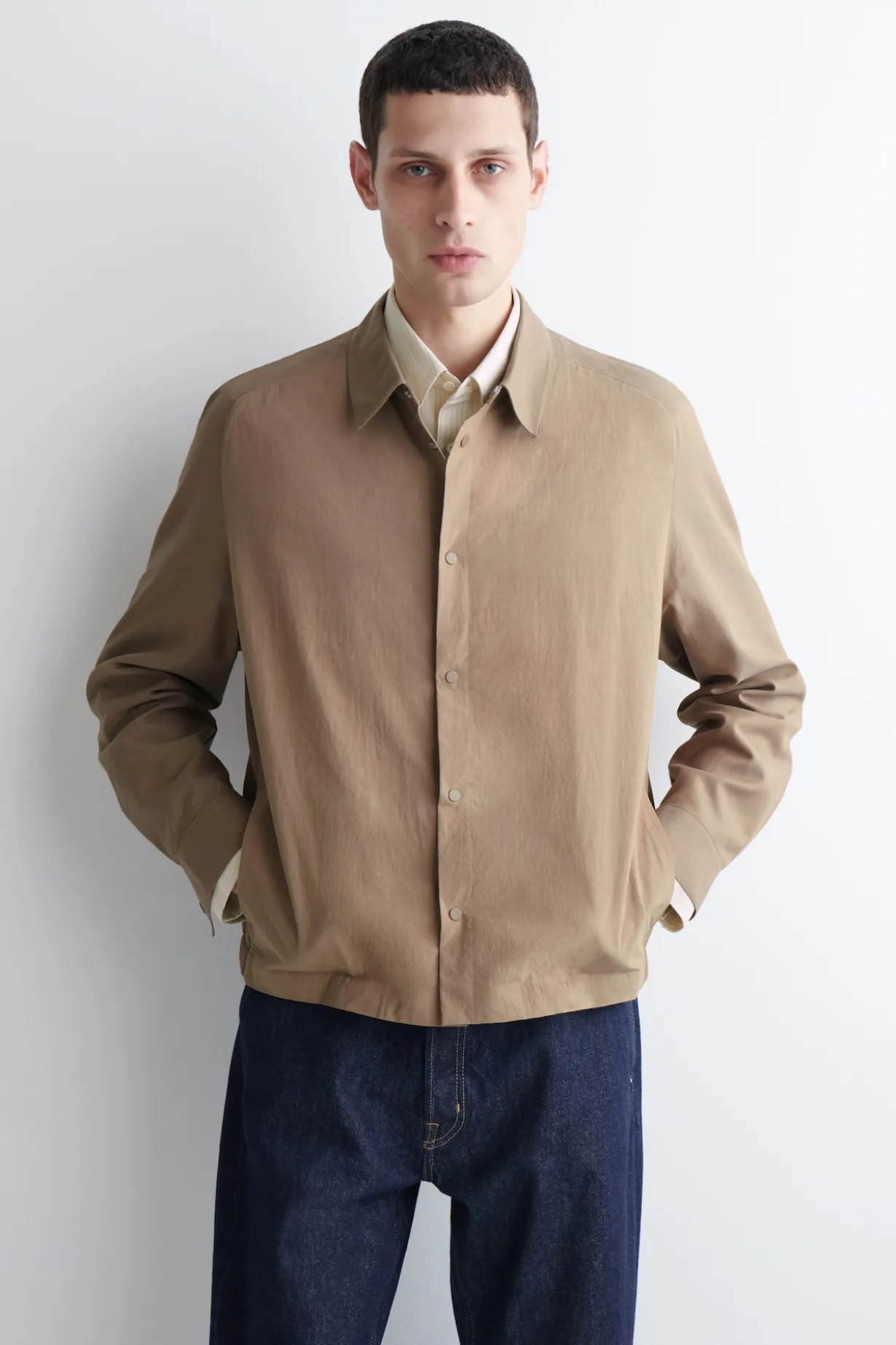CONTRAST-PANEL COTTON OVERSHIRT
