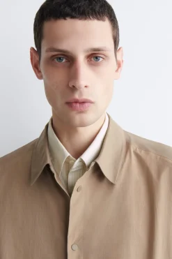 CONTRAST-PANEL COTTON OVERSHIRT