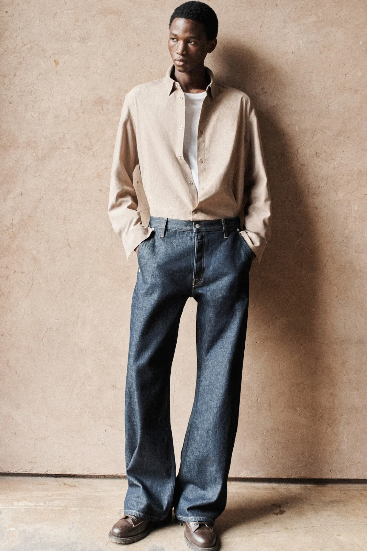 CONTRAST-PANEL COTTON OVERSHIRT