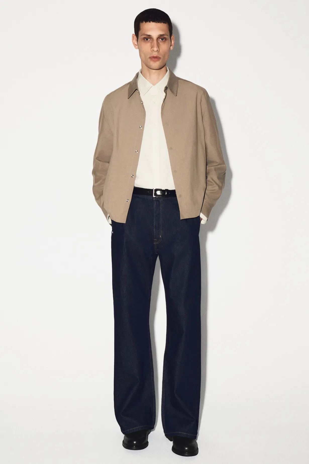 CONTRAST-PANEL COTTON OVERSHIRT