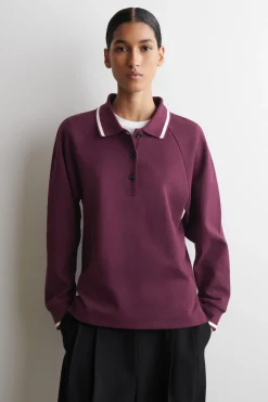 CONTRAST-TIPPED COTTON POLO TOP