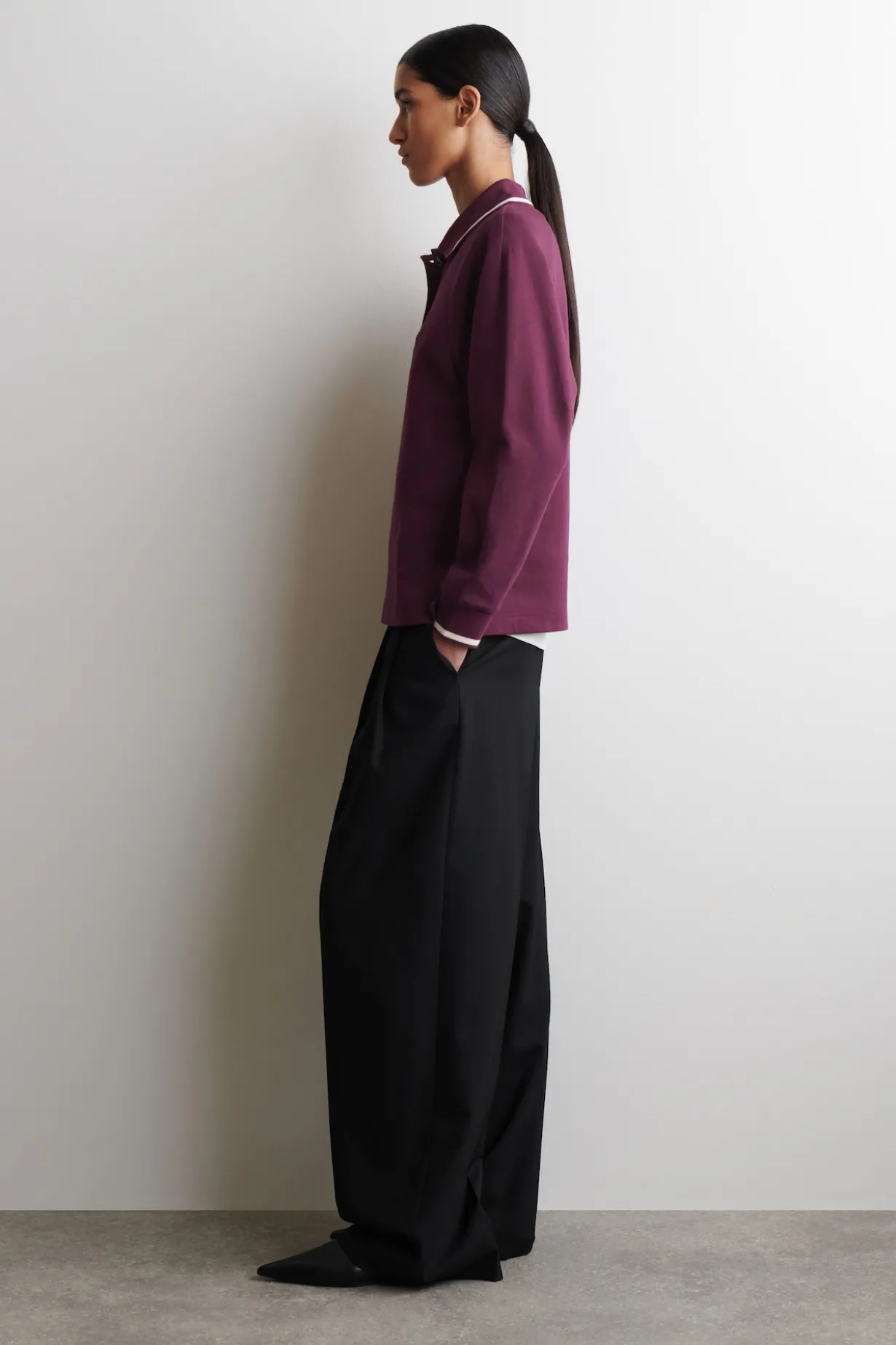 CONTRAST-TIPPED COTTON POLO TOP