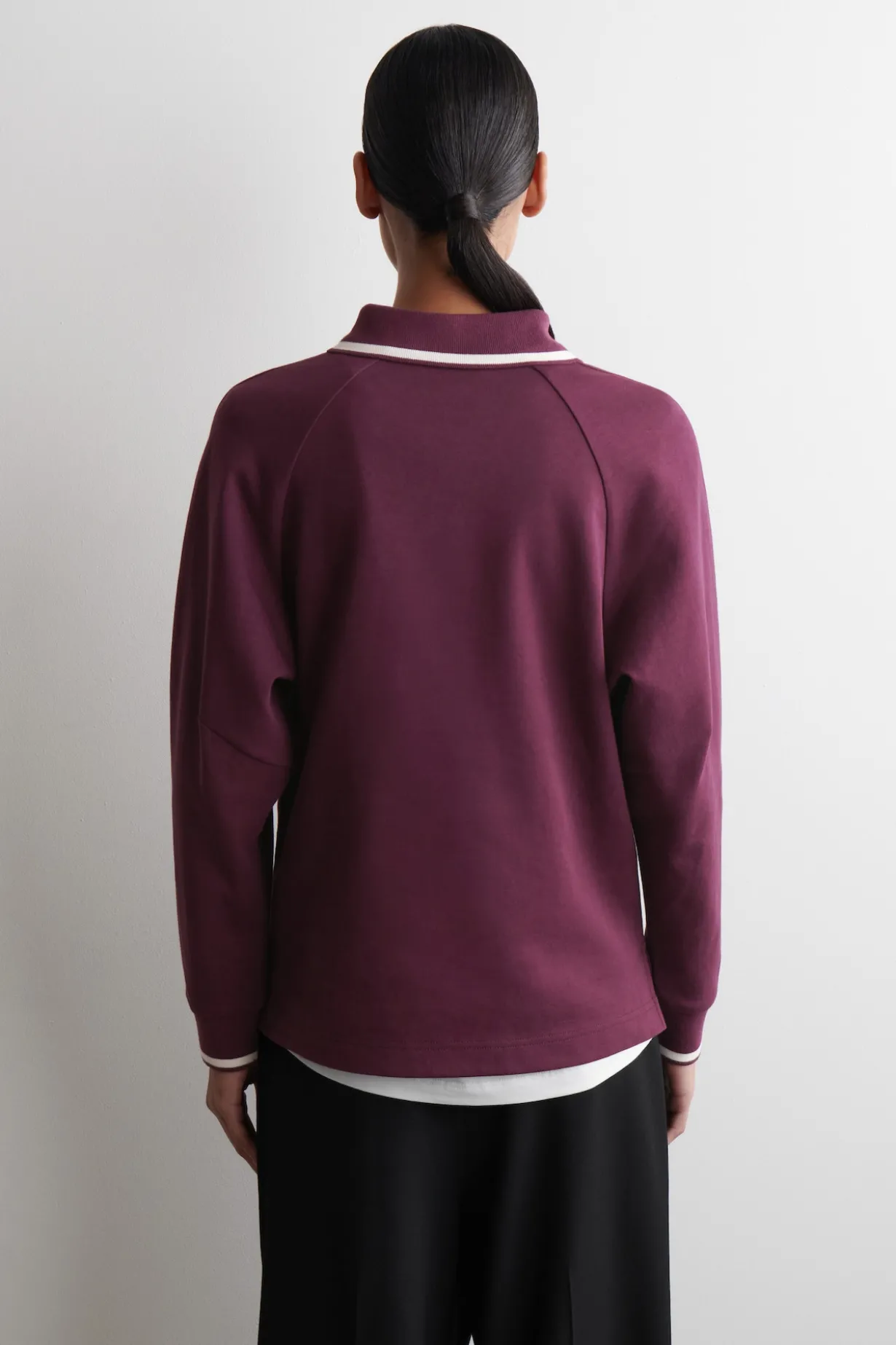 CONTRAST-TIPPED COTTON POLO TOP