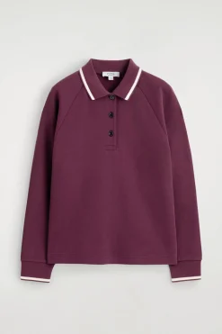 CONTRAST-TIPPED COTTON POLO TOP