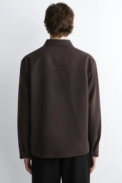 CORDUROY-JERSEY ZIP-UP OVERSHIRT