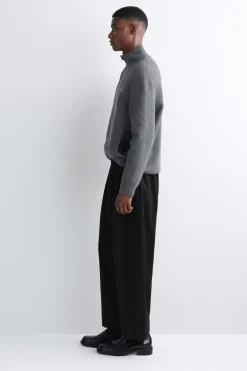 COTTON CROPPED BARREL-LEG PANTS