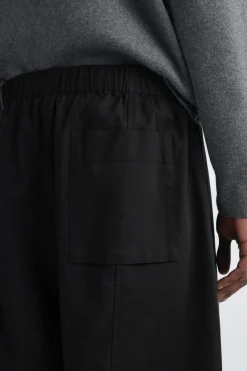 COTTON CROPPED BARREL-LEG PANTS