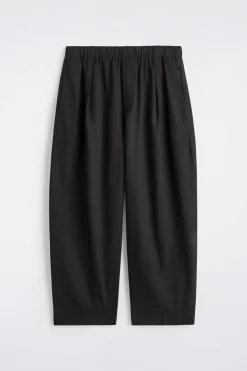 COTTON CROPPED BARREL-LEG PANTS