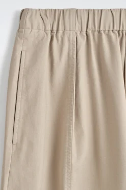 COTTON CROPPED BARREL-LEG PANTS