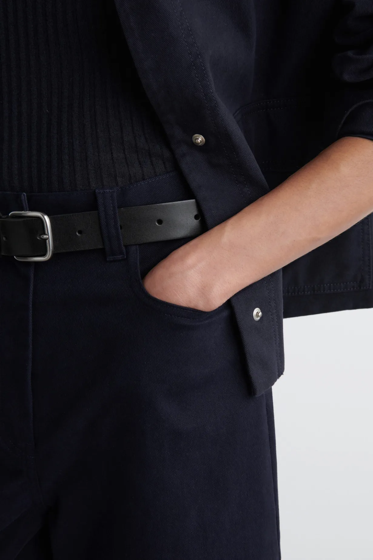 COTTON CROPPED WIDE-LEG TROUSERS