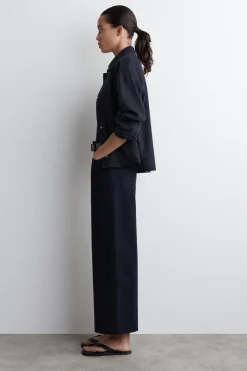 COTTON CROPPED WIDE-LEG TROUSERS