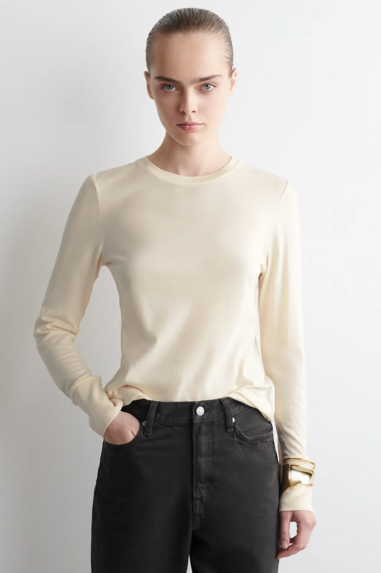 COTTON JERSEY LONG-SLEVELED TOP