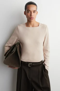 COTTON JERSEY LONG-SLEVELED TOP