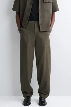 COTTON RELAXED-FIT STRAIGHT-LEG UTILITY PANTS