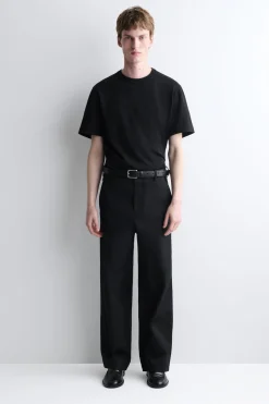 COTTON WIDE-LEG PANTS