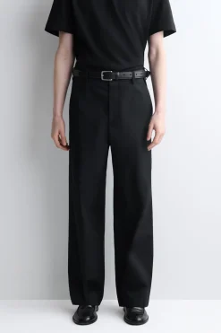 COTTON WIDE-LEG PANTS