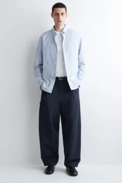 COTTON-BLEND BARREL-LEG UTILITY PANTS