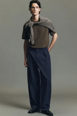 COTTON-BLEND BARREL-LEG UTILITY PANTS