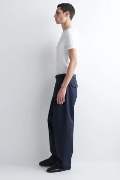 COTTON-BLEND BARREL-LEG UTILITY PANTS
