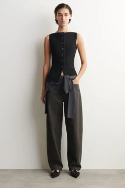 COTTON-BLEND CREPE VEST