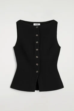 COTTON-BLEND CREPE VEST