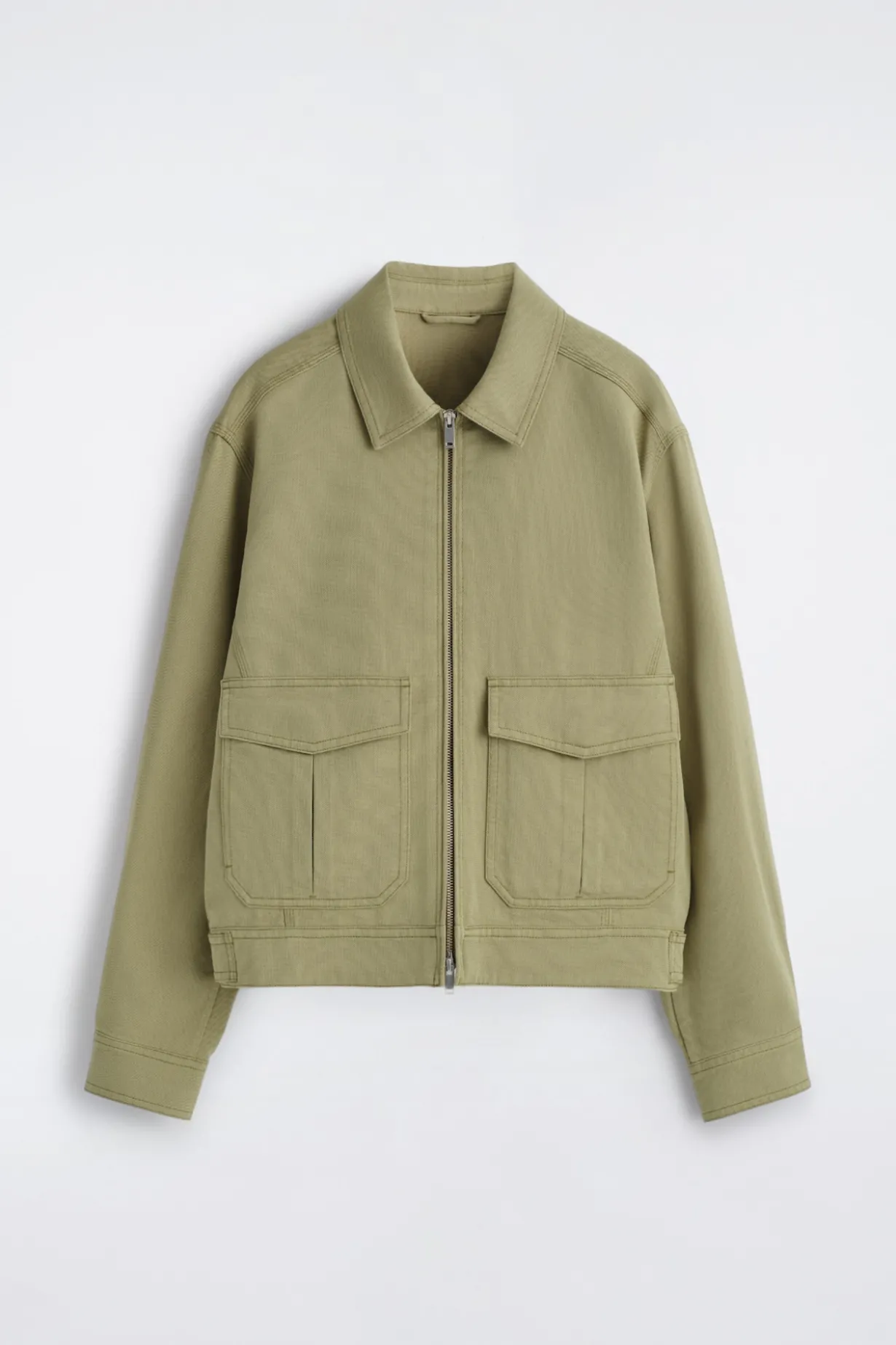 COTTON-BLEND ZIP-UP UTILITY JACKET