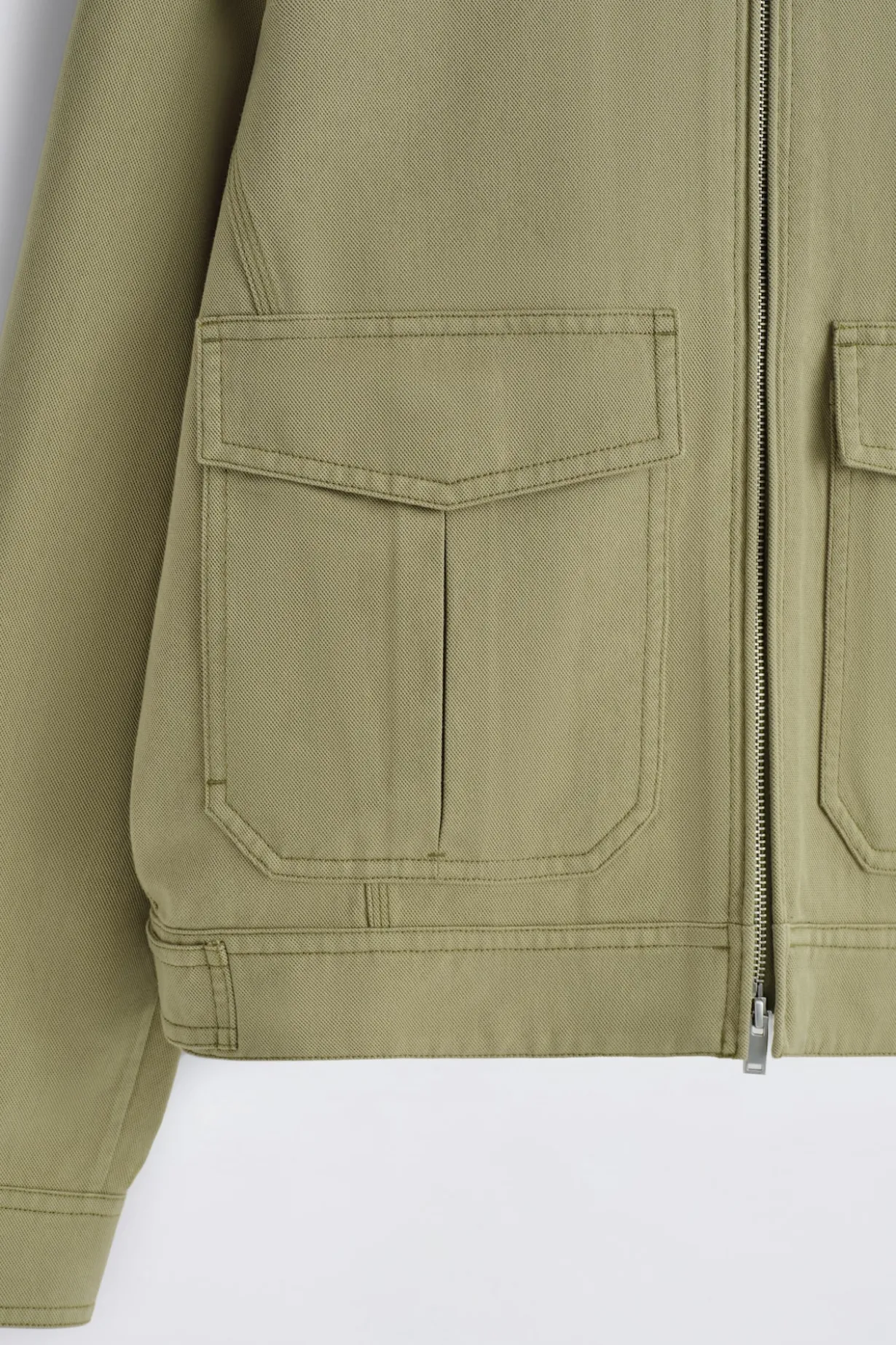 COTTON-BLEND ZIP-UP UTILITY JACKET