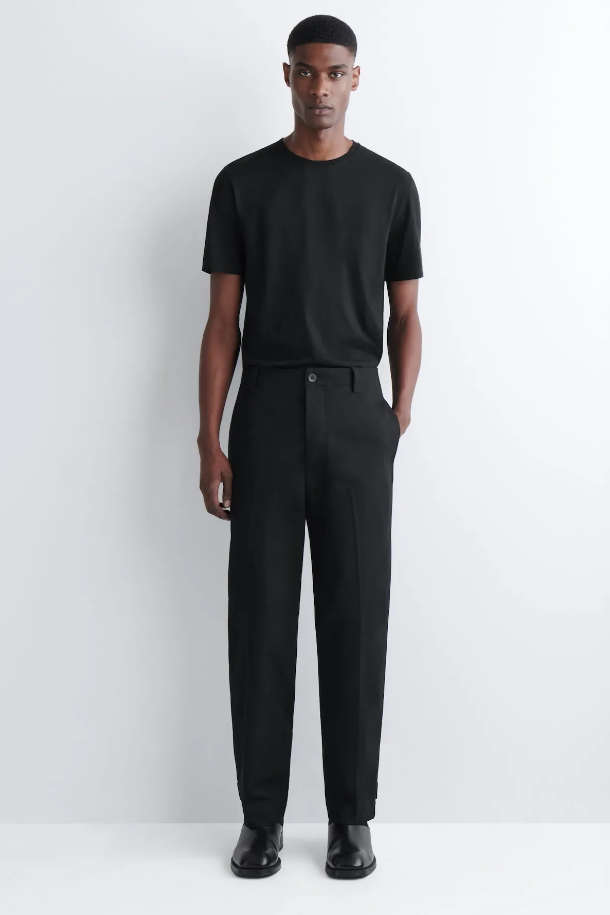 COTTON-CANVAS REGULAR-FIT STRAIGHT-LEG CHINOS
