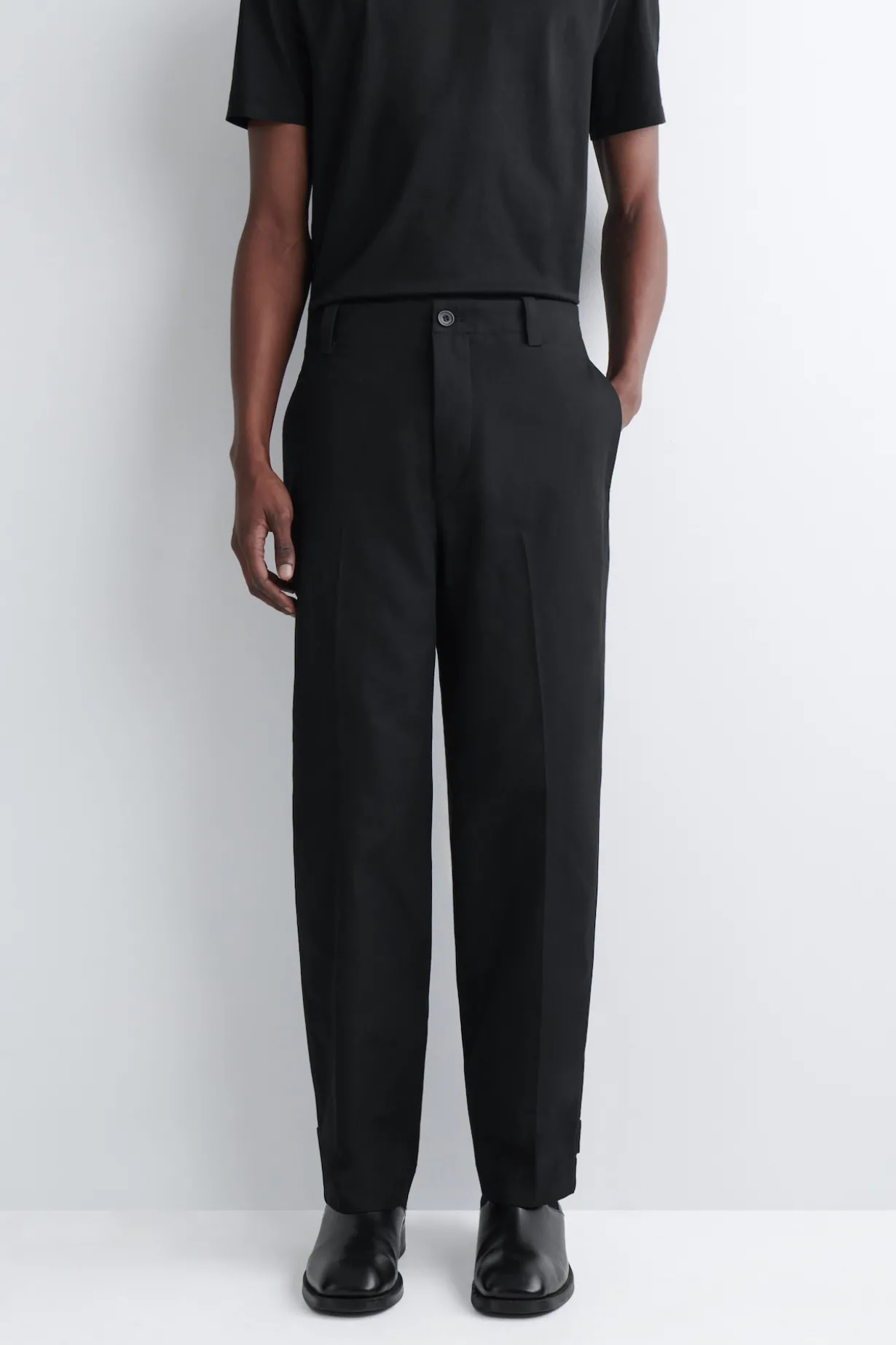COTTON-CANVAS REGULAR-FIT STRAIGHT-LEG CHINOS