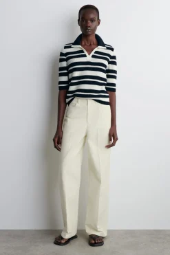 COTTON-CANVAS STRAIGHT-LEG PANTS