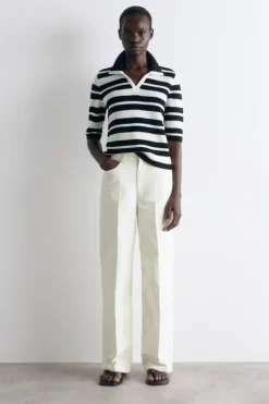 COTTON-CANVAS STRAIGHT-LEG PANTS