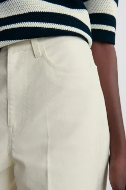 COTTON-CANVAS STRAIGHT-LEG PANTS