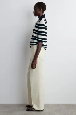 COTTON-CANVAS STRAIGHT-LEG PANTS