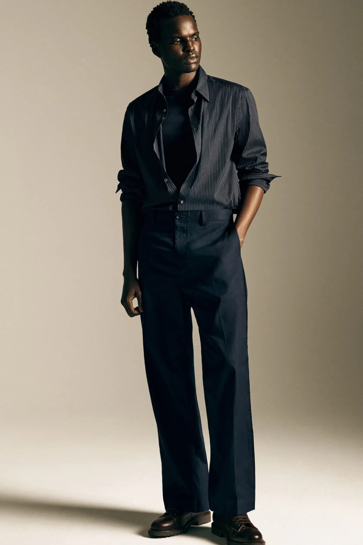 COTTON-LINEN RELAXED-FIT STRAIGHT-LEG PANTS